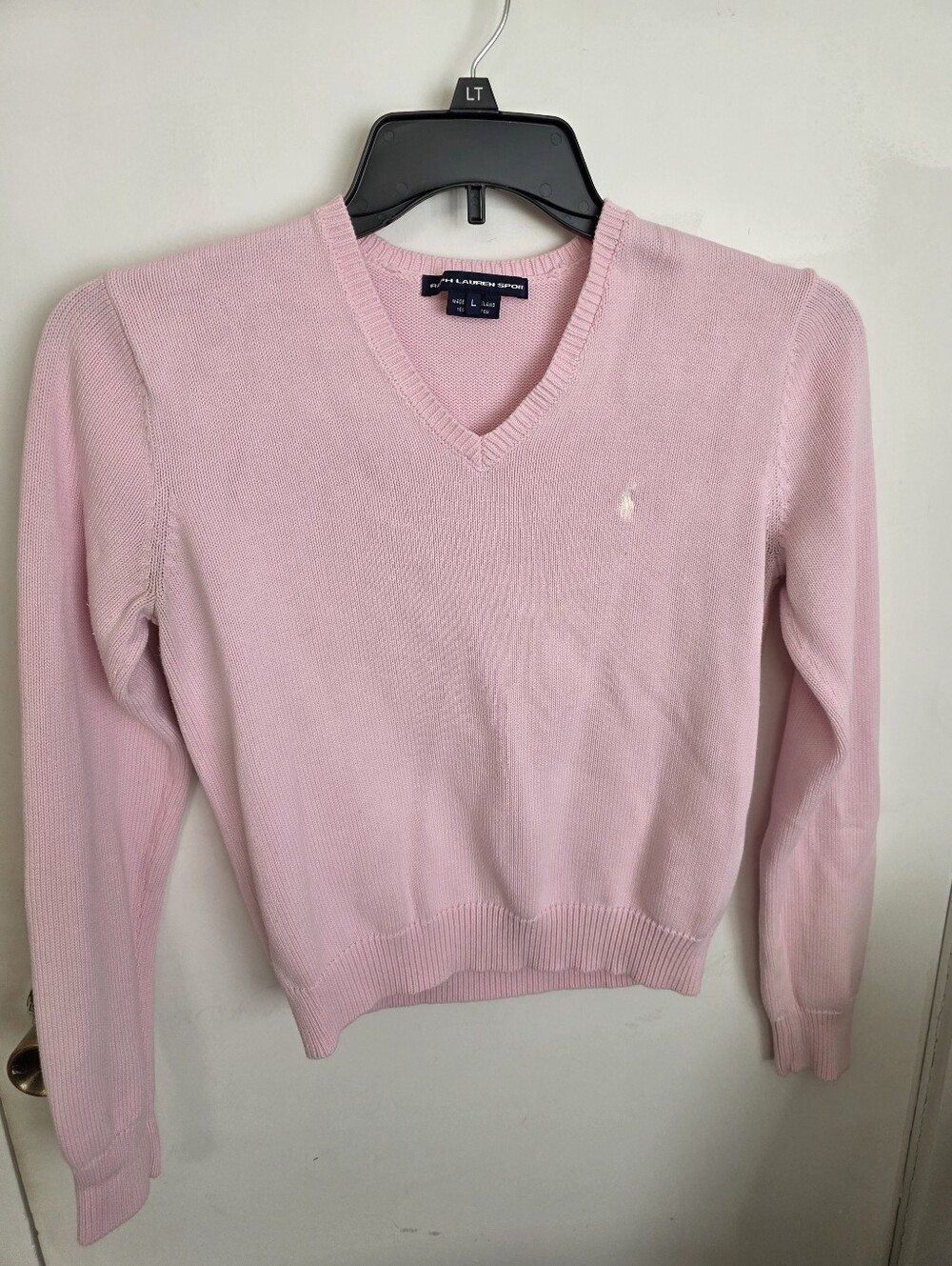 Ralph Lauren Light Pink V-Neck Cotton Sweater - Women's